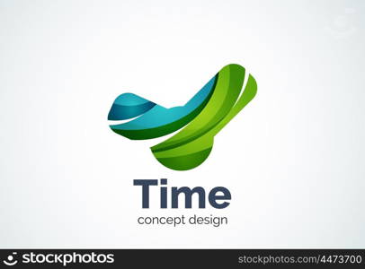 Clock logo template, time management business concept. Modern minimal design logotype created with geometric shapes - circles, overlapping elements