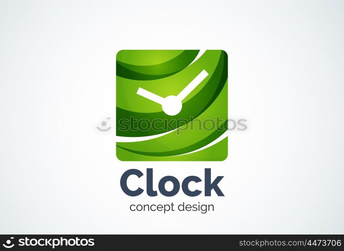 Clock logo template, time management business concept. Modern minimal design logotype created with geometric shapes - circles, overlapping elements