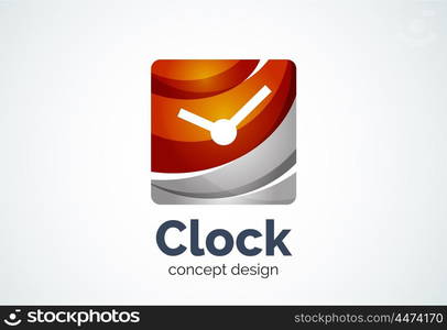 Clock logo template, time management business concept. Modern minimal design logotype created with geometric shapes - circles, overlapping elements