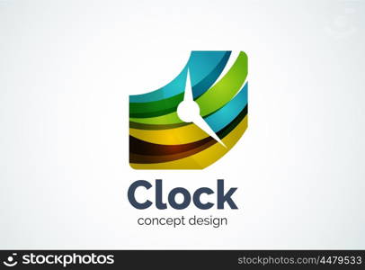 Clock logo template, time management business concept. Modern minimal design logotype created with geometric shapes - circles, overlapping elements