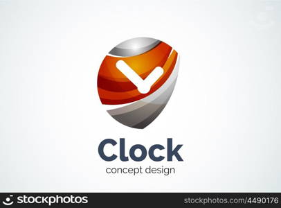 Clock logo template, time management business concept. Modern minimal design logotype created with geometric shapes - circles, overlapping elements