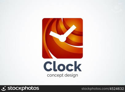 Clock logo template, time management business concept. Modern minimal design logotype created with geometric shapes - circles, overlapping elements