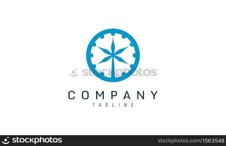 Clock logo template with five blue needles
