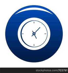 Clock minimal icon vector blue circle isolated on white background . Clock minimal icon blue vector