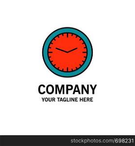 Clock, Office, Time, Wall, Watch Business Logo Template. Flat Color