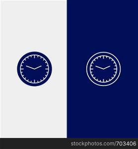 Clock, Office, Time, Wall, Watch Line and Glyph Solid icon Blue banner Line and Glyph Solid icon Blue banner