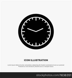 Clock, Office, Time, Wall, Watch solid Glyph Icon vector