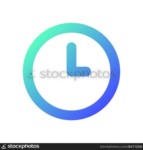 Clock pixel perfect gradient linear ui icon. Set alarm. Tracking time. Snooze feature. Daily reminder. Line color user interface symbol. Modern style pictogram. Vector isolated outline illustration. Clock pixel perfect gradient linear ui icon