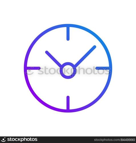 Clock pixel perfect gradient linear vector icon. Time management. Business project deadline. Checking time. Thin line color symbol. Modern style pictogram. Vector isolated outline drawing. Clock pixel perfect gradient linear vector icon