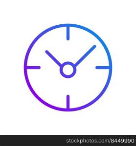 Clock pixel perfect gradient linear vector icon. Time management. Business project deadline. Checking time. Thin line color symbol. Modern style pictogram. Vector isolated outline drawing. Clock pixel perfect gradient linear vector icon