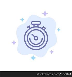 Clock, Sports, Stopwatch, Time Blue Icon on Abstract Cloud Background
