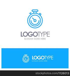 Clock, Sports, Stopwatch, Time Blue outLine Logo with place for tagline