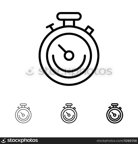 Clock, Sports, Stopwatch, Time Bold and thin black line icon set
