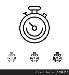 Clock, Sports, Stopwatch, Time Bold and thin black line icon set