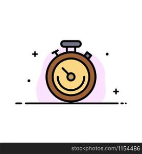 Clock, Sports, Stopwatch, Time Business Flat Line Filled Icon Vector Banner Template