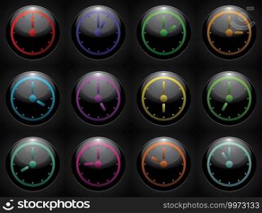 clock symbol set color on black background.
