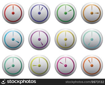 clock symbol set color on grey isolated on white background.
