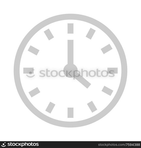 Clock vector, isolated icon of watch measuring time and deadlines dates. Timer with numbers and hands, project managing, hours and minutes website. Clock with Hands Showing Time and Deadlines Web
