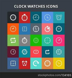 Clock Watches Icons. For web design and application interface, also useful for infographics. Vector illustration.