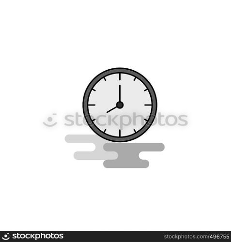 Clock Web Icon. Flat Line Filled Gray Icon Vector