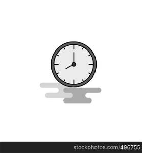 Clock Web Icon. Flat Line Filled Gray Icon Vector