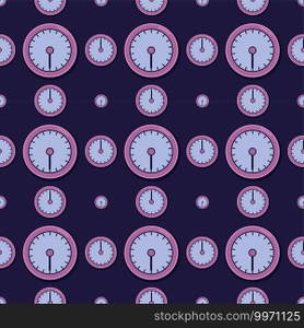 Clocks pattern, illustration, vector on white background