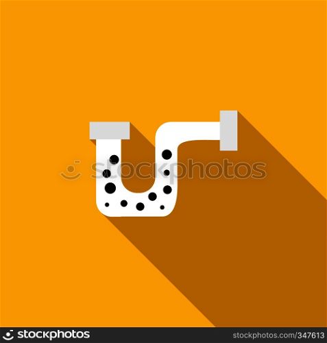 Clog in the pipe icon in flat style on a yellow background. Clog in the pipe icon, flat style