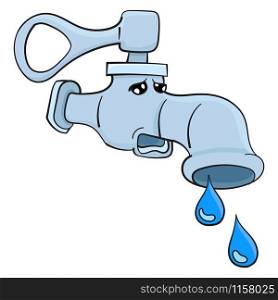 clogged water faucet cartoon character