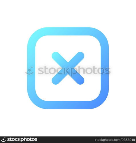 Close button pixel perfect gradient linear ui icon. Leave webpage function. System error. Line color user interface symbol. Modern style pictogram. Vector isolated outline illustration. Close button pixel perfect gradient linear ui icon