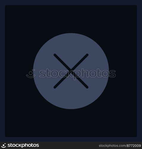 Close button UI element template. Editable isolated vector dashboard component. Flat user interface. Visual data presentation. Web design widget for mobile application with dark theme. Close button UI element template