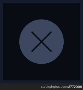 Close button UI element template. Editable isolated vector dashboard component. Flat user interface. Visual data presentation. Web design widget for mobile application with dark theme. Close button UI element template