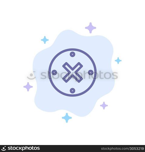 Close, Cross, Delete, Cancel Blue Icon on Abstract Cloud Background