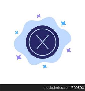 Close, Cross, Interface, No, User Blue Icon on Abstract Cloud Background