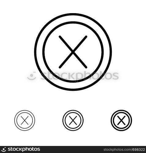 Close, Cross, Interface, No, User Bold and thin black line icon set