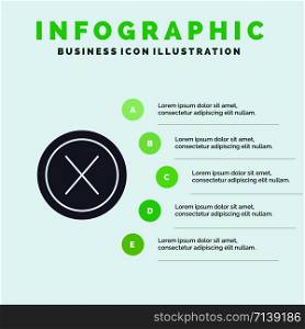 Close, Cross, Interface, No, User Solid Icon Infographics 5 Steps Presentation Background