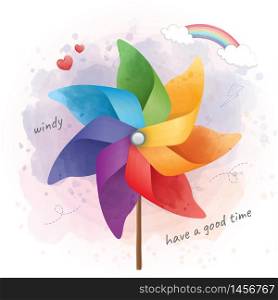 Close up colorful pinwheel on have a good time.