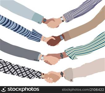 Close up handshake between business or finance people. Concept of partnership-communication-deal-success and agreements between business person. Adviser and client shaking hands.Isolated