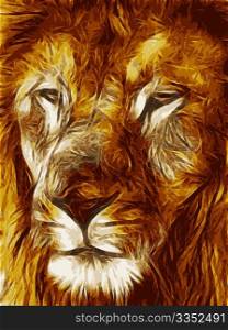 Close-up picture illustration of Large Lion face Vector