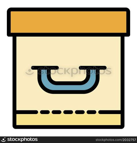 Closed archive box icon. Outline closed archive box vector icon color flat isolated. Closed archive box icon color outline vector