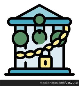 Closed bank building icon. Outline closed bank building vector icon color flat isolated. Closed bank building icon color outline vector
