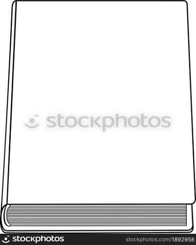 Closed book - linear vector illustration for coloring. Cover closed book copy space. Outline. Linear closed book - template for a coloring book or mock up for your text or picture.