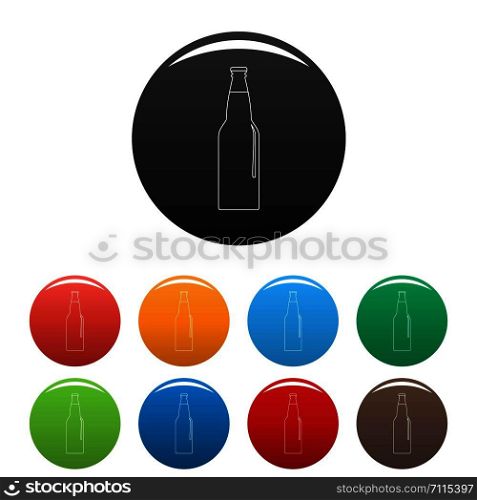 Closed bottle icon. Outline illustration of closed bottle vector icons set color isolated on white. Closed bottle icons set color vector