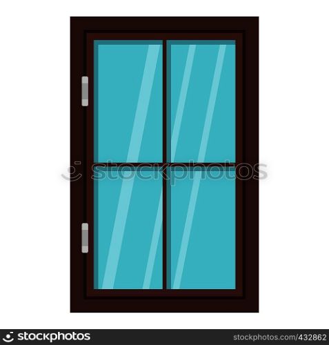 Closed brown window icon flat isolated on white background vector illustration. Closed brown window icon isolated