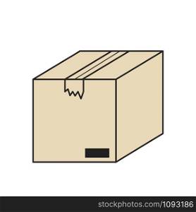 closed cardboard box isolated icon on white, stock vector illustration