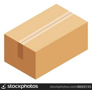 Closed cardboard box. Sealed parcel. Isometric icon isolated on white background. Closed cardboard box. Sealed parcel. Isometric icon