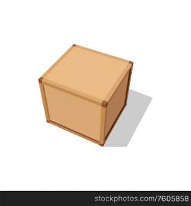 Closed delivery packaging isolated carton box. Vector shipment and transportation container packaging. Delivery package isolated carton container, shadow