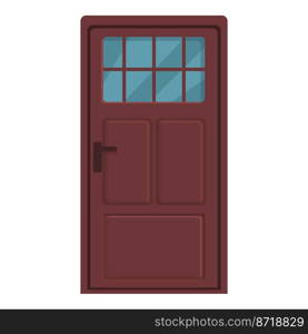 Closed door icon cartoon vector. Home exterior. Wooden decoration. Closed door icon cartoon vector. Home exterior