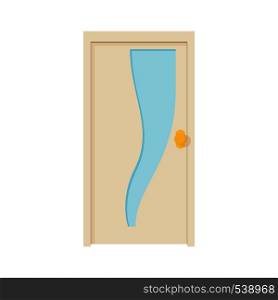 Closed door icon in cartoon style on a white background. Closed door icon, cartoon style