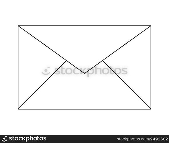 Closed envelope flat monochrome isolated vector object. New unfolded letter. Communication. Editable black and white line art drawing. Simple outline spot illustration for web graphic design. Closed envelope flat monochrome isolated vector object