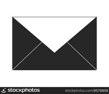 Closed envelope flat monochrome isolated vector object. Unreaded letter. Correspondence. Editable black and white line art drawing. Simple outline spot illustration for web graphic design. Closed envelope flat monochrome isolated vector object